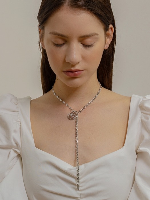 Silver coin choker necklace