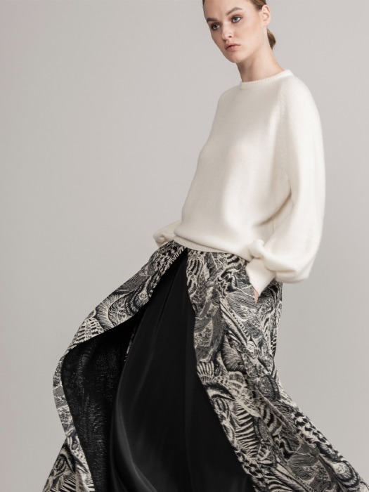 ITALY Jacquard Long Skirt #Black&White