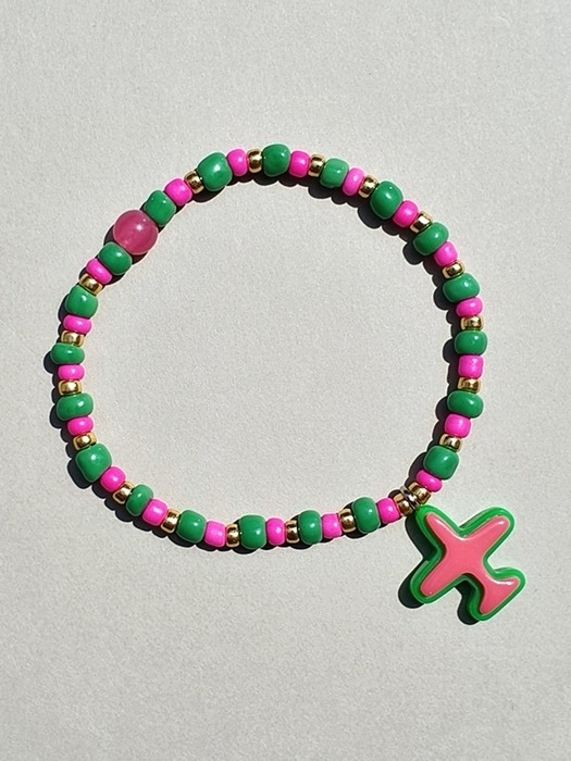 Casual airplane beads Bracelet 핑크 그린 비행기 비즈팔찌