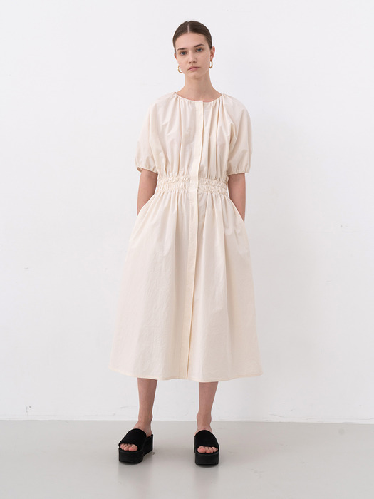 VOLUMINOUS COTTON LONG DRESS (IVORY)