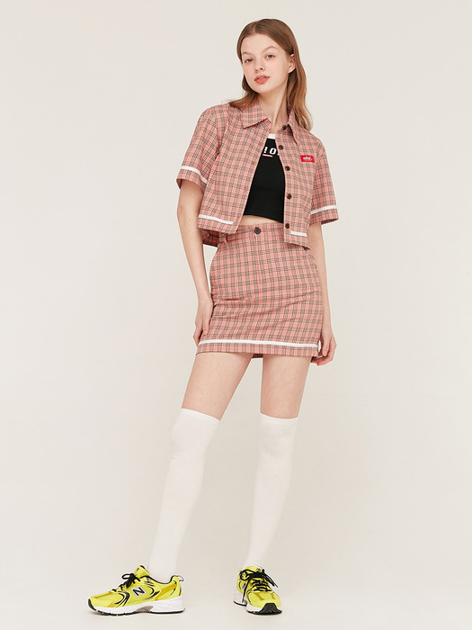 TAPING POINT SKIRT_pink check