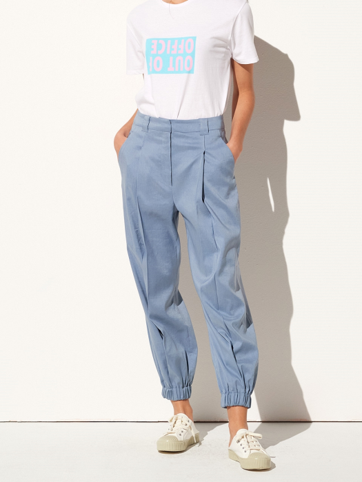 LINEN JOGGER PANTS BLUE