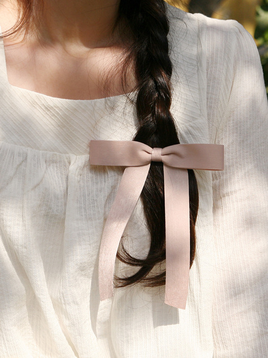 romantic ribbon hair pin (MOCHA BEIGE)