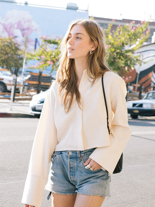 [20SS]PALM SPRINGS oversized long sleeve cropped shirt (Cream)