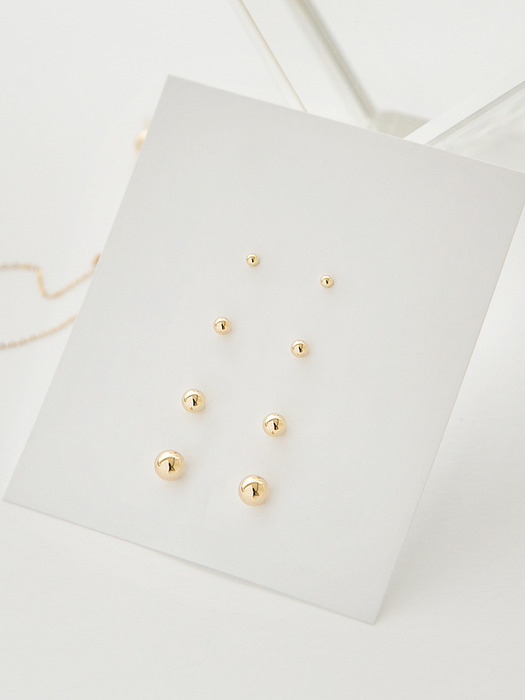 14k gold basic ball earrings (14K 골드)