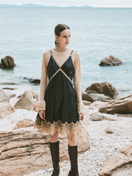Eco Leather Lace Slip Dress