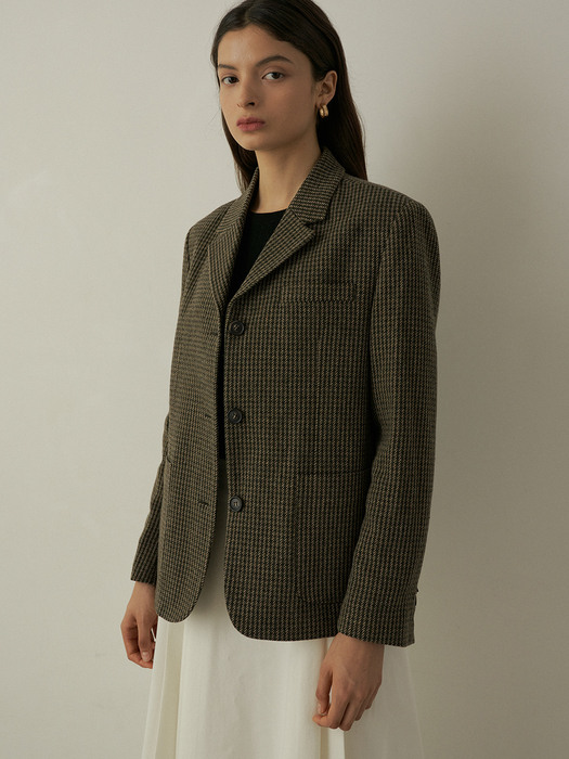comos422 wool check jacket (khaki)