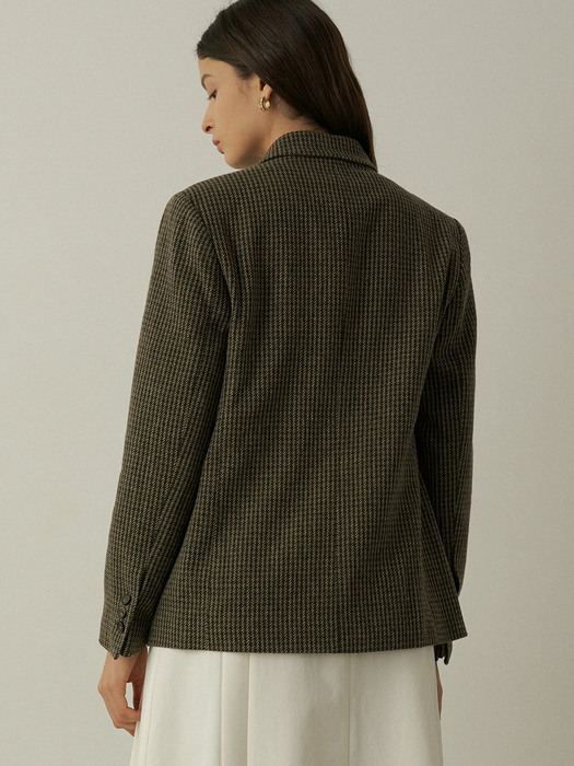 comos422 wool check jacket (khaki)