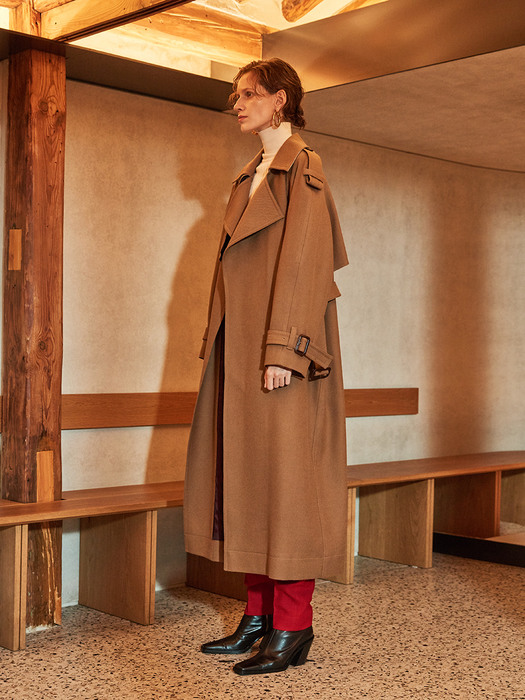 MANUEL Belted Wool Trench Coat_Camel