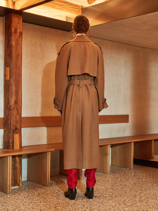 MANUEL Belted Wool Trench Coat_Camel