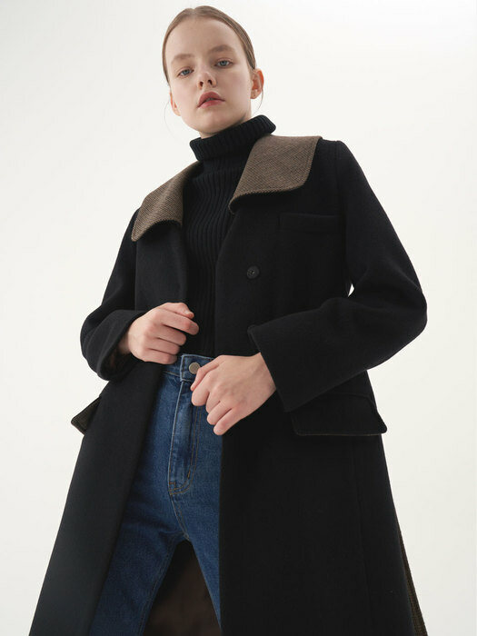 20 Winter_Black Wide Collar Wool Coat