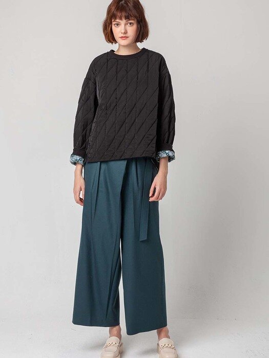 Wrap-style belted pants  (premium line)_D/GREEN