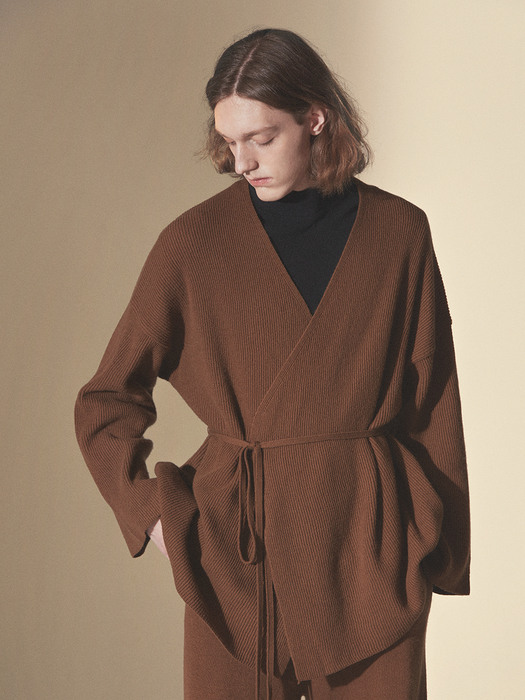 LOUNGE KNIT SHORT ROBE_Brown(man)