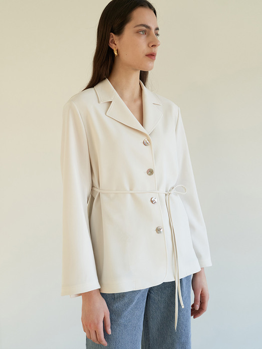 TOS COLLAR BELTED BLOUSE IVORY