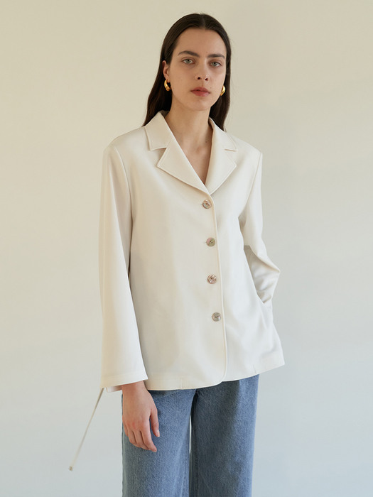 TOS COLLAR BELTED BLOUSE IVORY