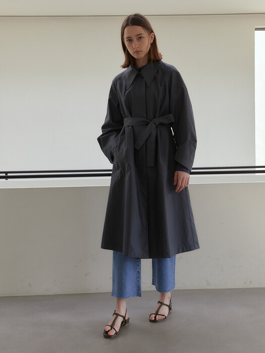 MOOI_COTTON TWILL TRENCH COAT_CHACOL 