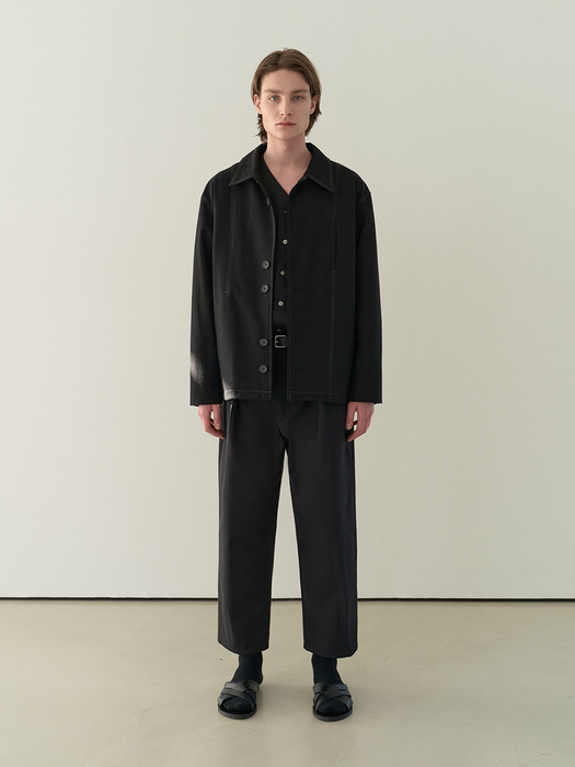 double button cutting jacket (black)