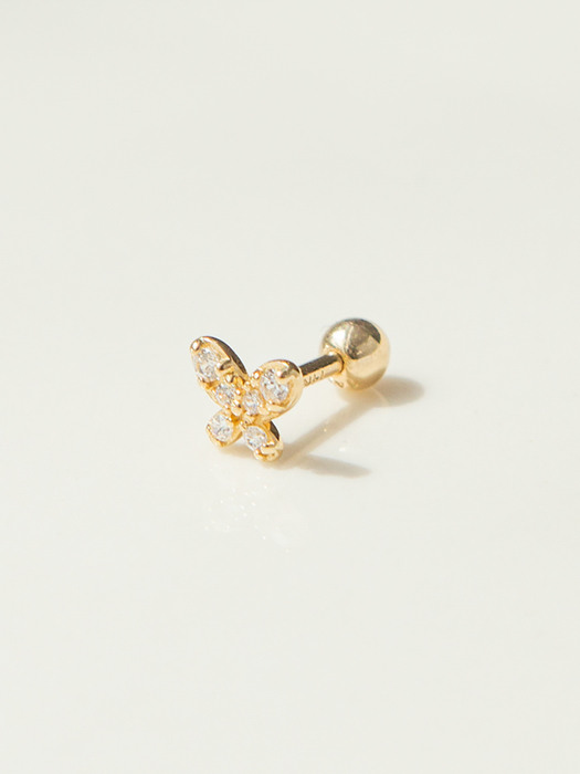 14K Gold Press Butterfly Cubic Piercing (14k골드)(바두께1mm) s04