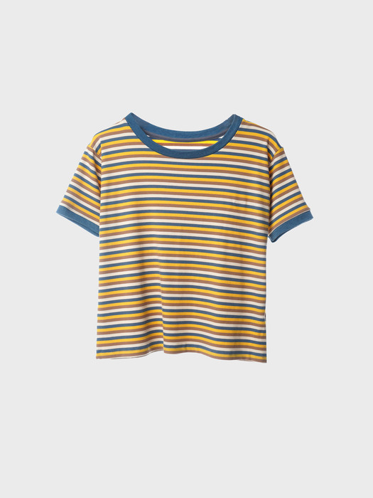 Retro Stripe Tencel Rip T-Shirts[Blue(WOMAN)]_UTT-ST09 