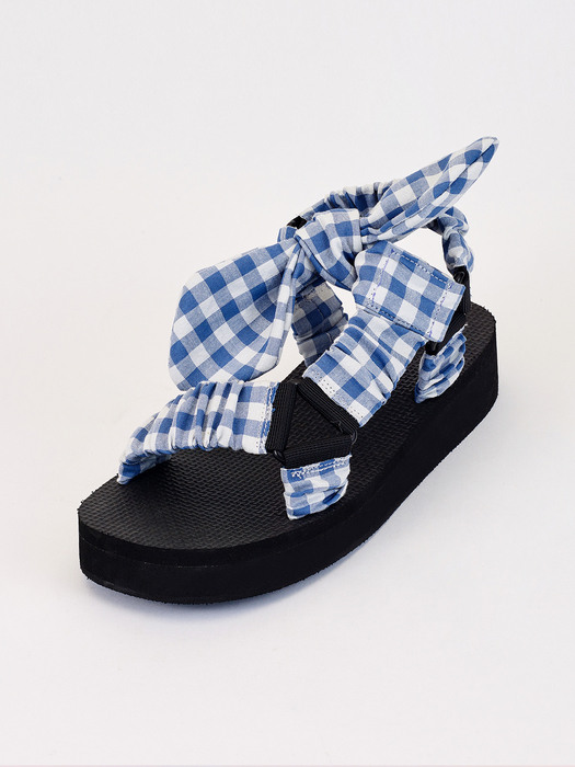 Ribbon Ankle Sandal (Blue Check)