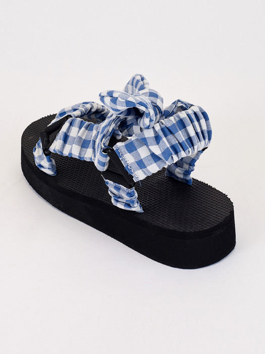 Ribbon Ankle Sandal (Blue Check)