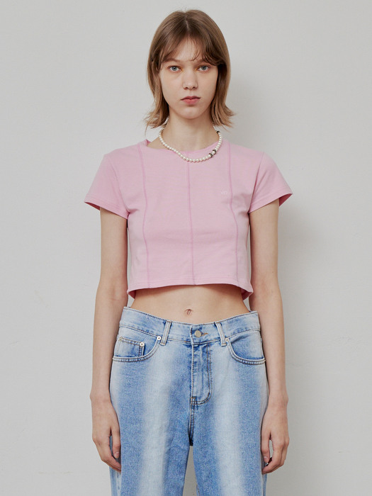 Xo crop t-shirts pink