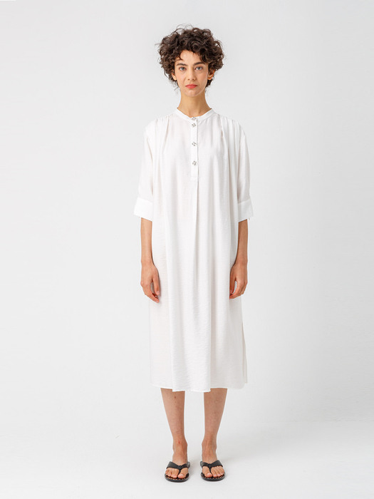 Shirring shirt dress_IVORY