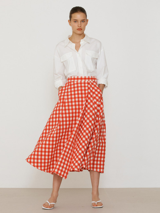 Two Pocket Check Skirt (Red)
