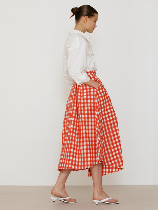 Two Pocket Check Skirt (Red)