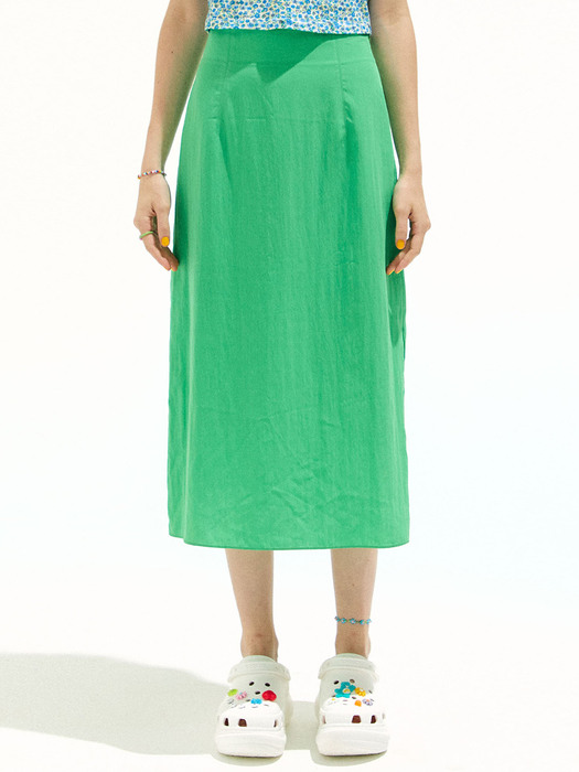 Side Slit Skirt_Green