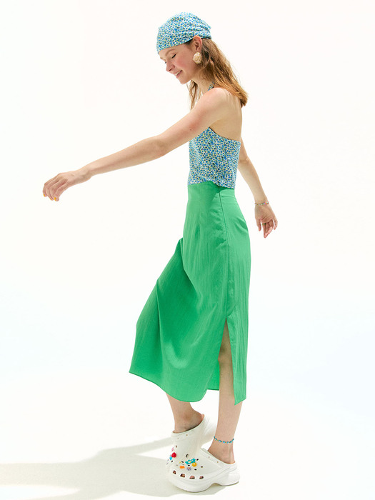 Side Slit Skirt_Green