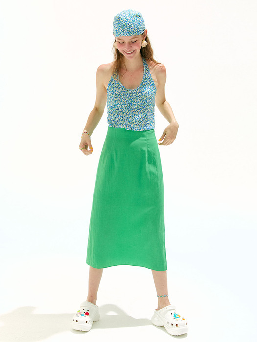 Side Slit Skirt_Green