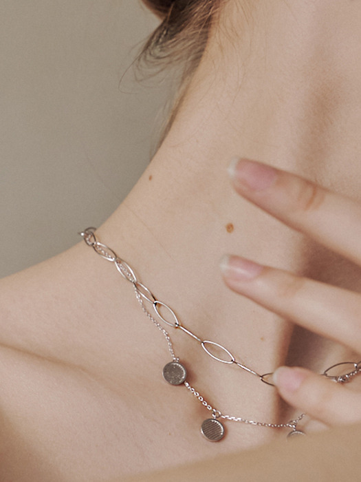 [silver925]round flat chain necklace