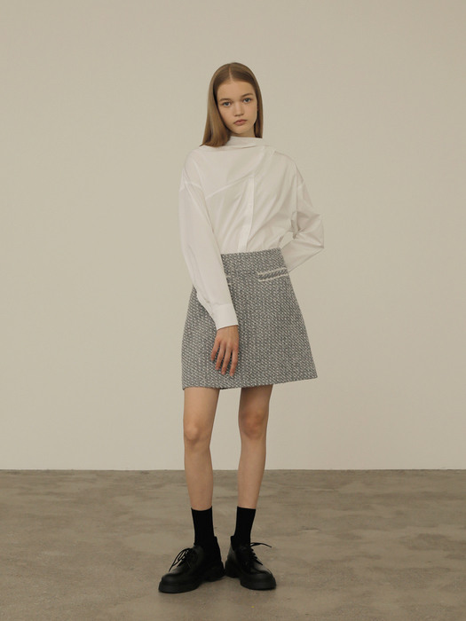 TWEED MINI SKIRT/GRAY