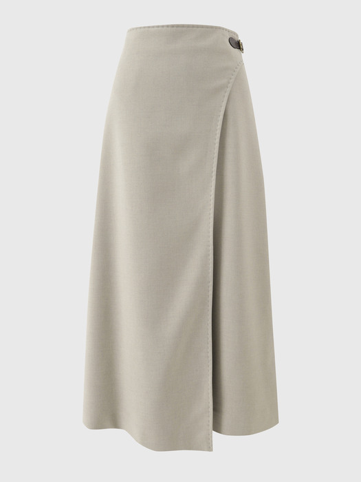 라이트 베이지 제나 스티치 포인트 스커트 / LIGHT BEIGE ZENA STITCH POINT SKIRT