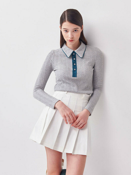 CELLTY  WIDE COLLAR CABLE KNIT MG