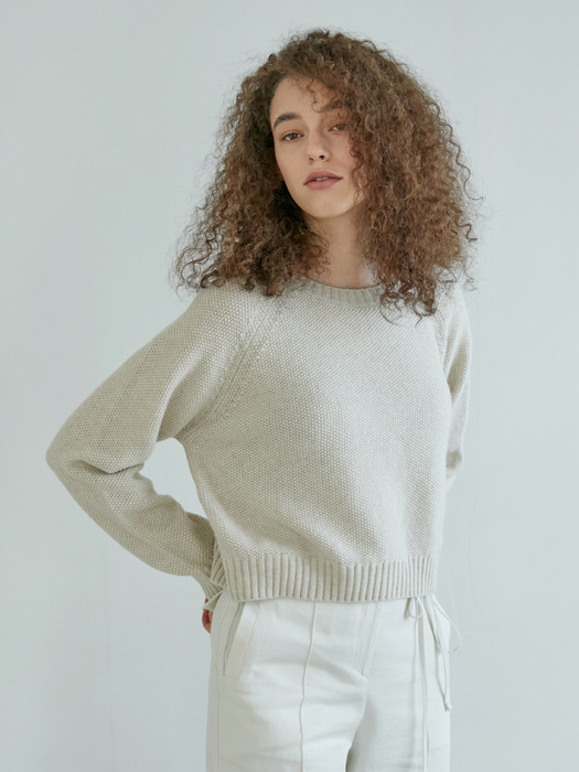 CASHMERE CROPPED KNIT_Oatmeal