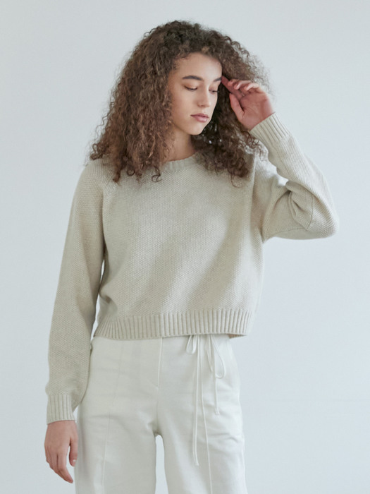 CASHMERE CROPPED KNIT_Oatmeal