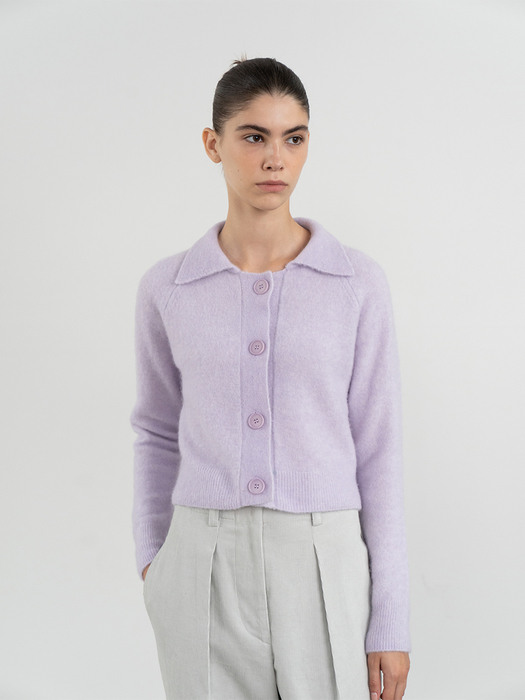 alpaca crop knit jacket (lavendar)