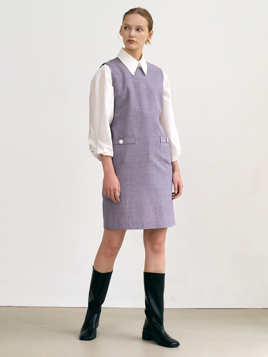 6W Violet vintage tweed midi dress 