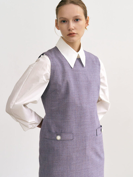 6W Violet vintage tweed midi dress 