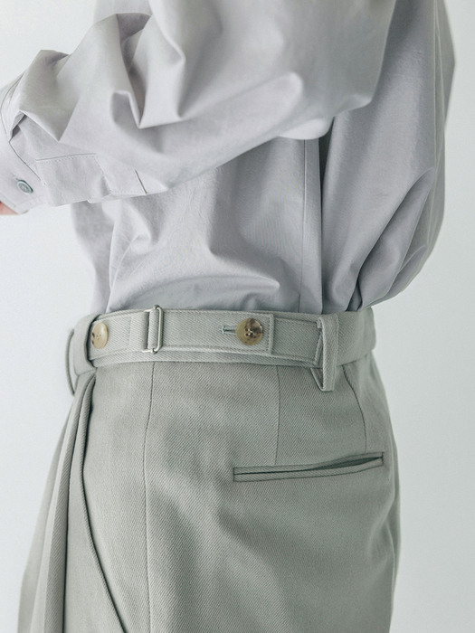 Side detail wool slacks ( soft mauve gray )