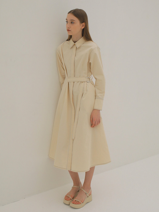 SHIRT DRESS / LIGHT BEIGE