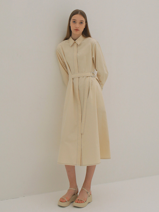 SHIRT DRESS / LIGHT BEIGE