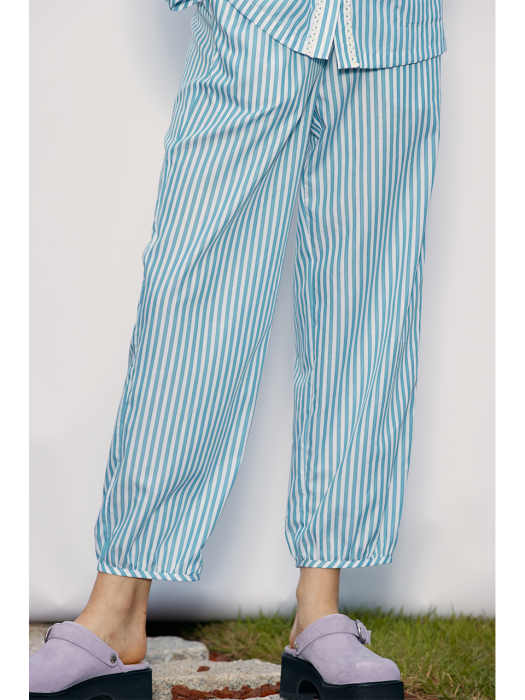 Lace Pajama Pants_Teal-Stripe