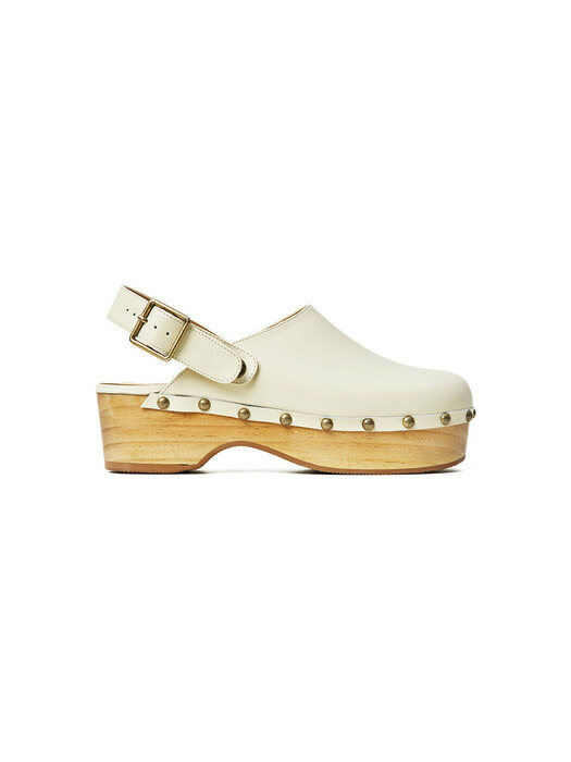 60mm Valentina Leather Clog Mule (White)