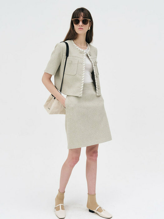 [단독]22 Summer_ Light Green Tweed Skirt