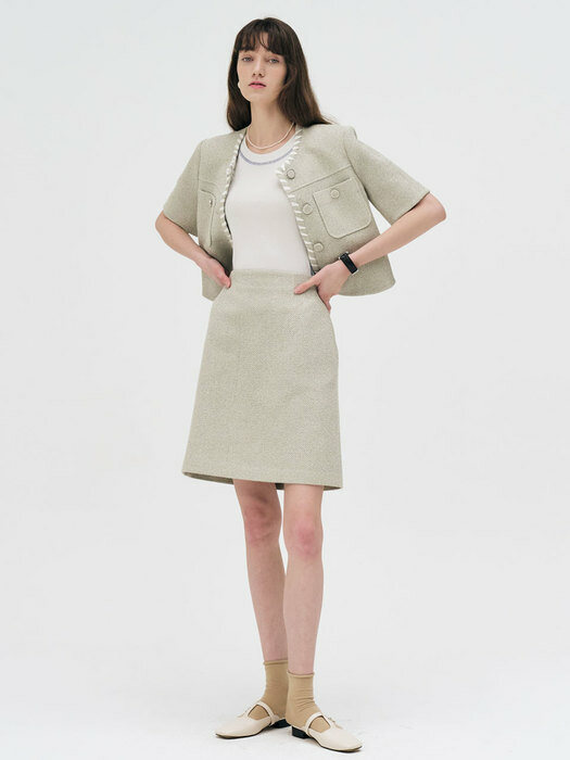 [단독]22 Summer_ Light Green Tweed Skirt