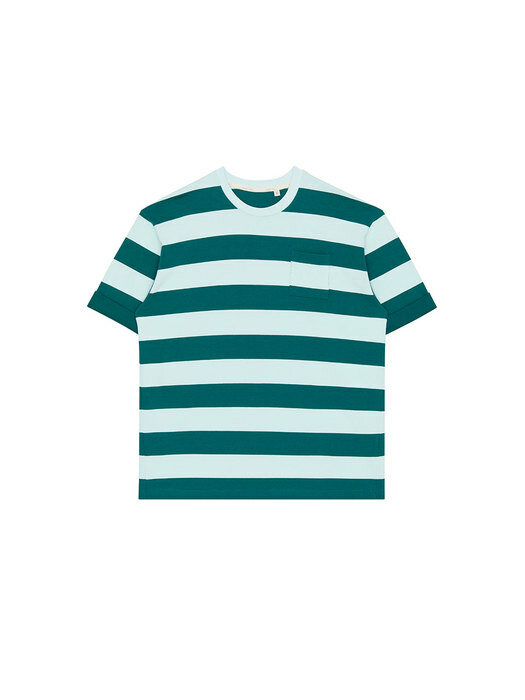 KONA Roll up sleeve striped t-shirt (Green&Mint)