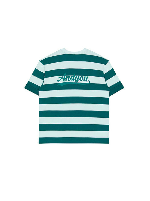 KONA Roll up sleeve striped t-shirt (Green&Mint)